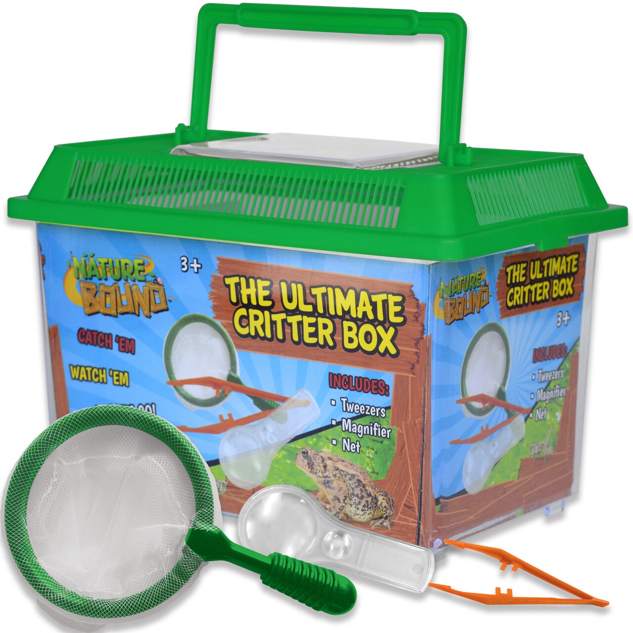 Nature Bound: The Ultimate Critter Box - All-In-1 Insect Catch-Observe-Release Habitat, Net-Tweezers-Magnifier, Portable Case Exploration, Kids 3+